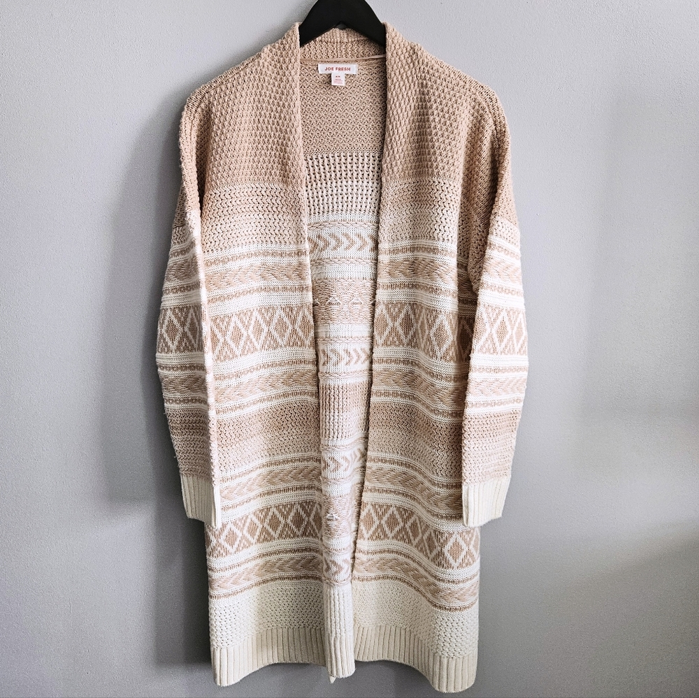 Women's Cream and Pink Knit Cardigan